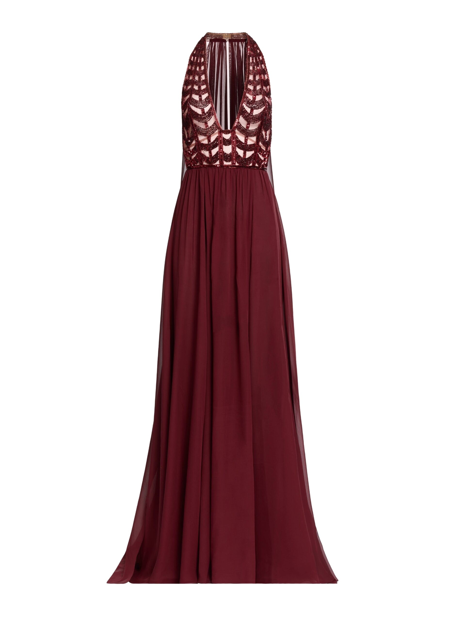 Elie Saab Bead Embroidered and Silk Long Dress in Red featuring  – Luxury Designer Fashion at Coveti.