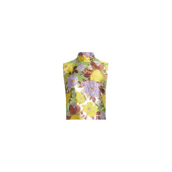 Elie Saab Brocade High Neck Top in Multicolour featuring  – Luxury Designer Fashion at Coveti.