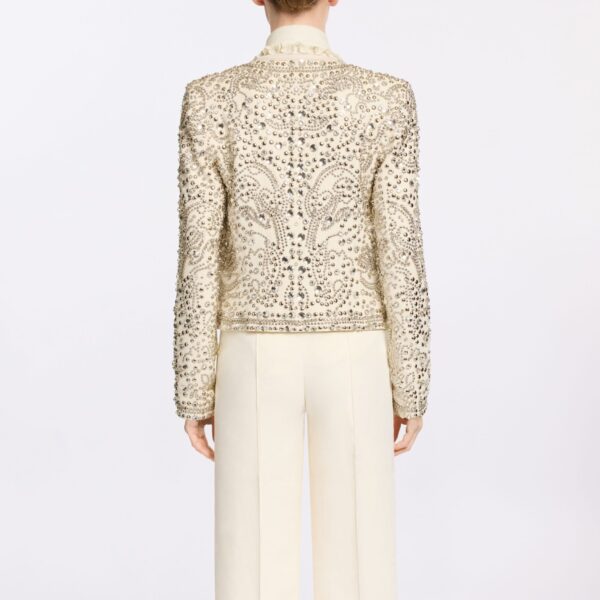 Elie Saab Cady Bead Embroidered Jacket in White featuring  – Luxury Designer Fashion at Coveti.