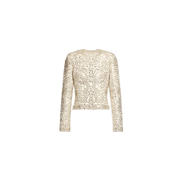 Elie Saab Cady Bead Embroidered Jacket in White featuring  – Luxury Designer Fashion at Coveti.