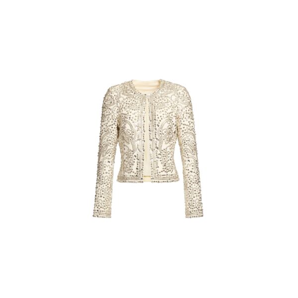 Elie Saab Cady Bead Embroidered Jacket in White featuring  – Luxury Designer Fashion at Coveti.