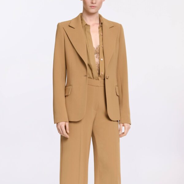Elie Saab Cady Blazer in Beige featuring  – Luxury Designer Fashion at Coveti.