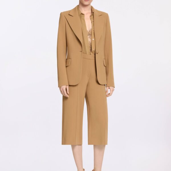 Elie Saab Cady Blazer in Beige featuring  – Luxury Designer Fashion at Coveti.
