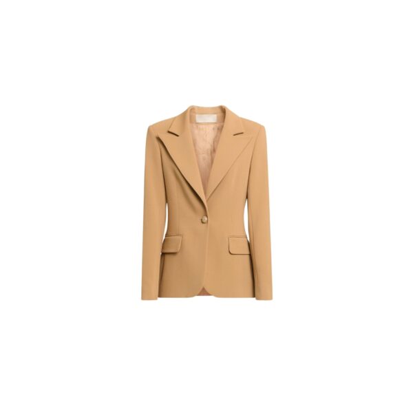 Elie Saab Cady Blazer in Beige featuring  – Luxury Designer Fashion at Coveti.