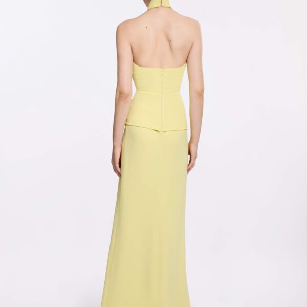 Elie Saab Cady Long Dress in Yellow featuring  – Luxury Designer Fashion at Coveti.