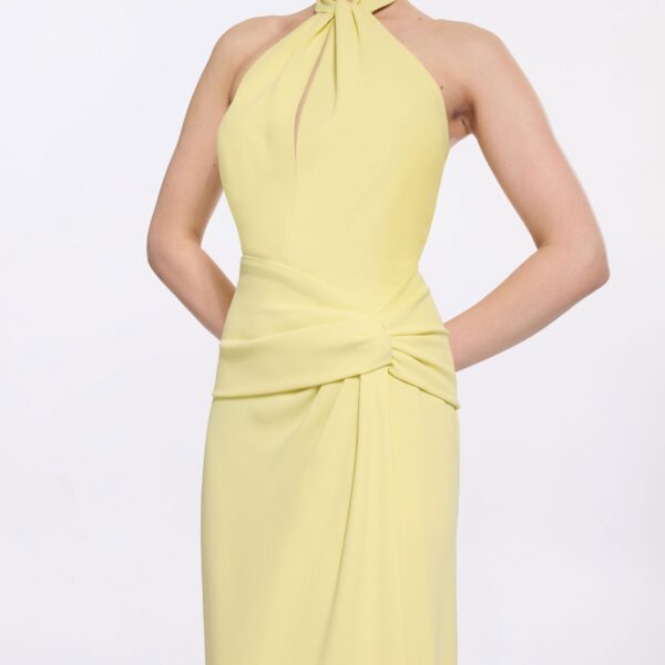 Elie Saab Cady Long Dress in Yellow featuring  – Luxury Designer Fashion at Coveti.