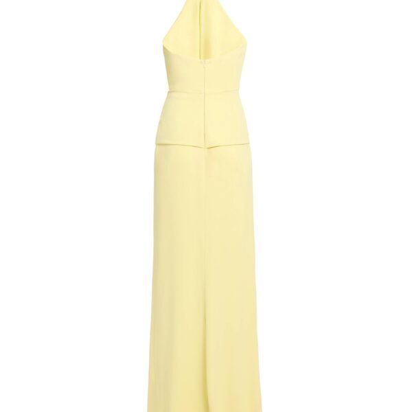 Elie Saab Cady Long Dress in Yellow featuring  – Luxury Designer Fashion at Coveti.