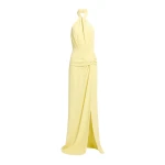Elie Saab Cady Long Dress in Yellow featuring  – Luxury Designer Fashion at Coveti.