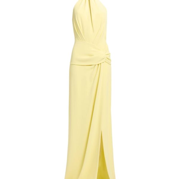 Elie Saab Cady Long Dress in Yellow featuring  – Luxury Designer Fashion at Coveti.