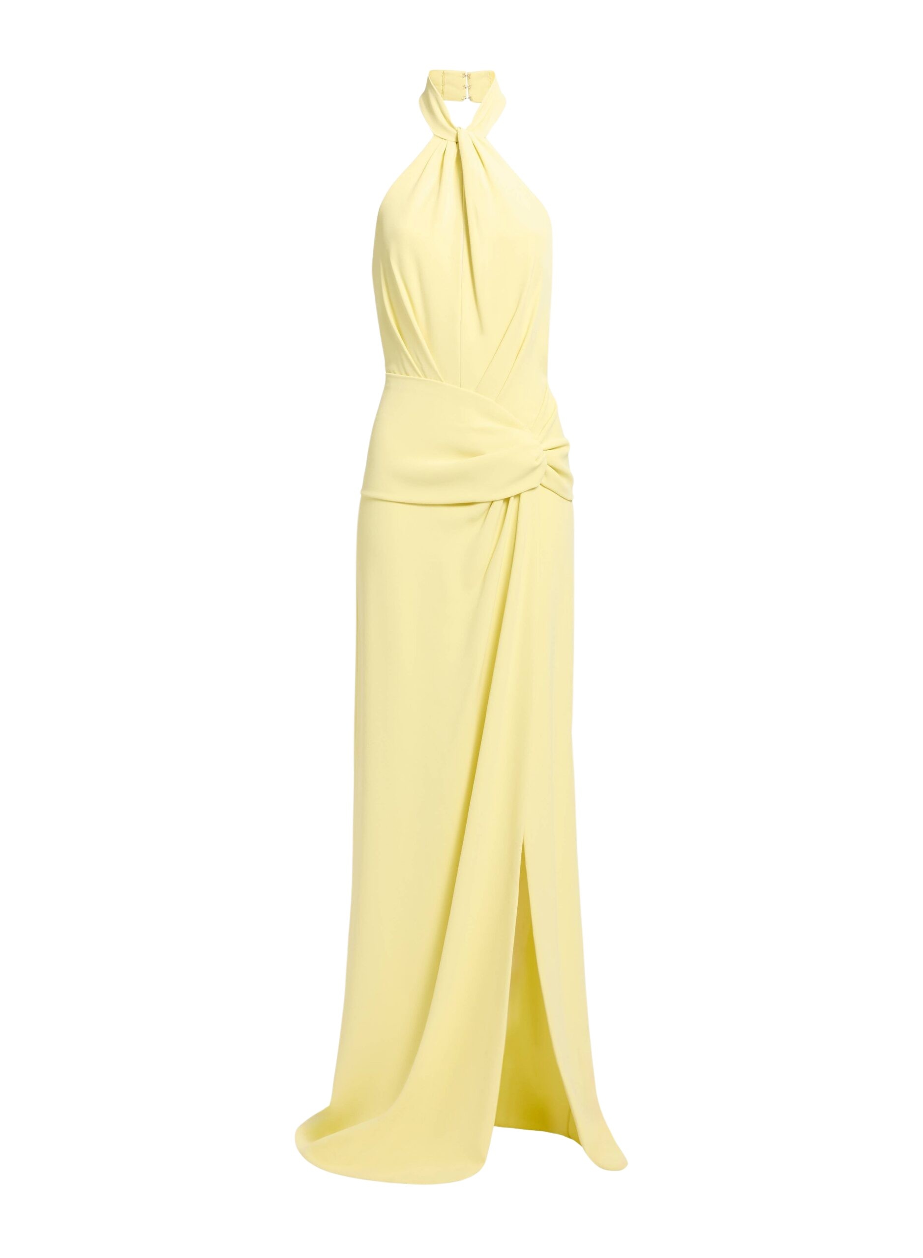Elie Saab Cady Long Dress in Yellow featuring  – Luxury Designer Fashion at Coveti.