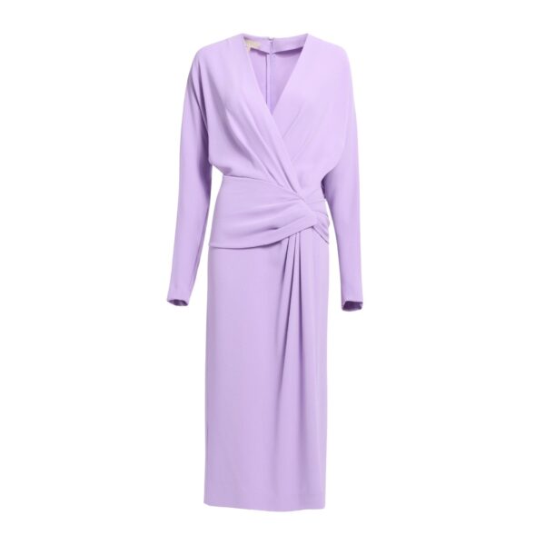 Elie Saab Cady Midi Dress in Purple featuring  – Luxury Designer Fashion at Coveti.