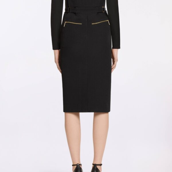 Elie Saab Cady Midi Skirt in Black featuring  – Luxury Designer Fashion at Coveti.