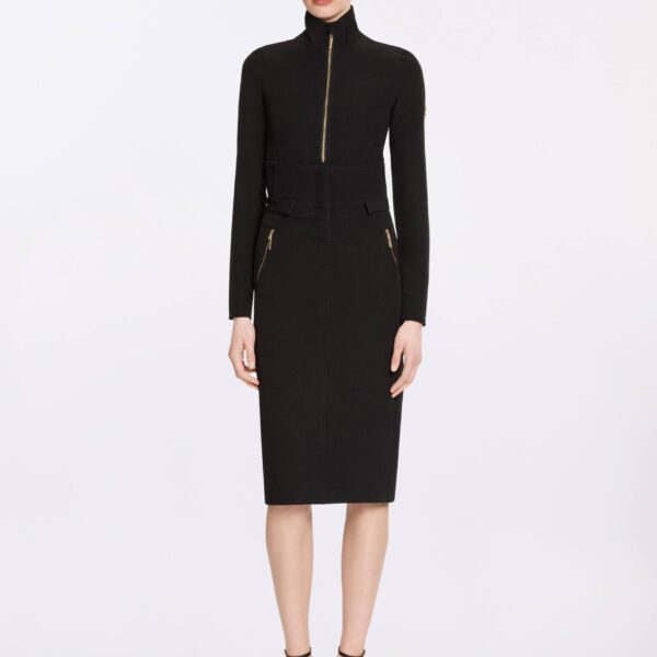 Elie Saab Cady Midi Skirt in Black featuring  – Luxury Designer Fashion at Coveti.