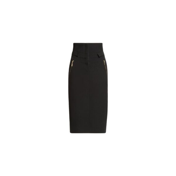Elie Saab Cady Midi Skirt in Black featuring  – Luxury Designer Fashion at Coveti.