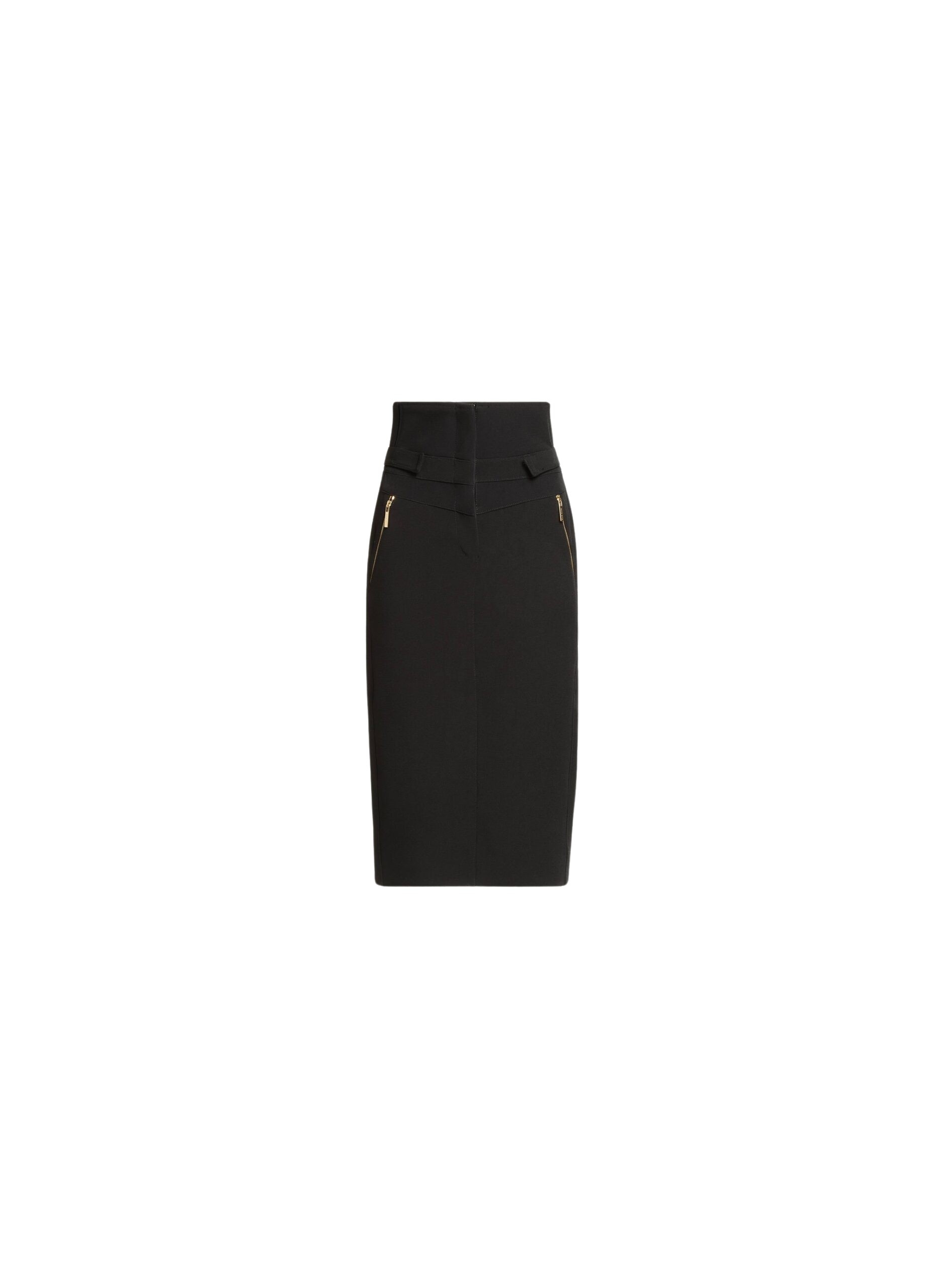 Elie Saab Cady Midi Skirt in Black featuring  – Luxury Designer Fashion at Coveti.