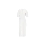 Elie Saab Cady and Lace Dress in White featuring  – Luxury Designer Fashion at Coveti.