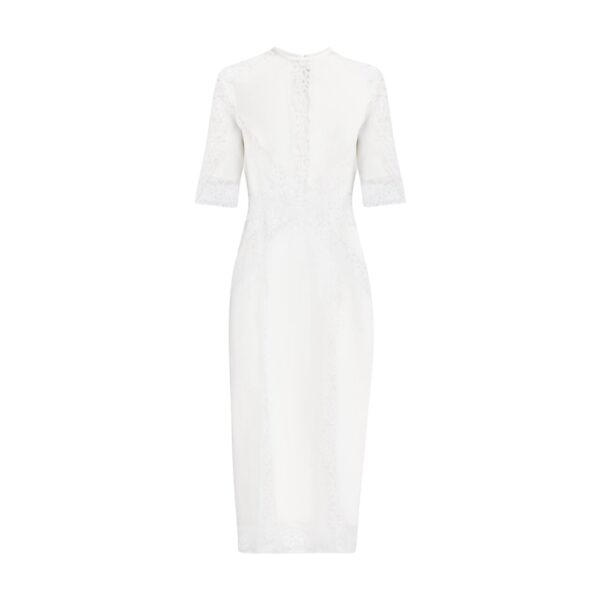 Elie Saab Cady and Lace Dress in White featuring  – Luxury Designer Fashion at Coveti.