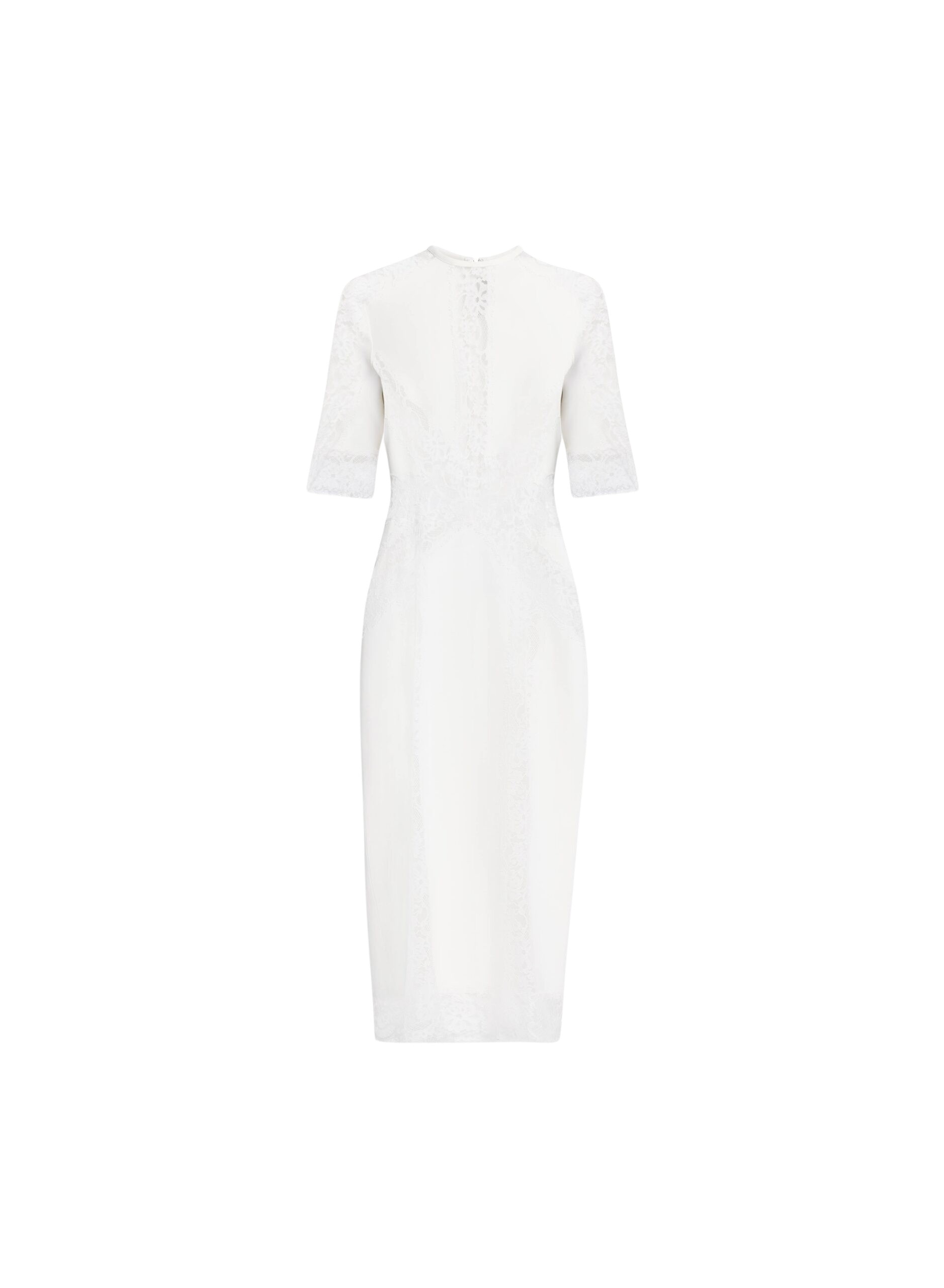 Elie Saab Cady and Lace Dress in White featuring  – Luxury Designer Fashion at Coveti.