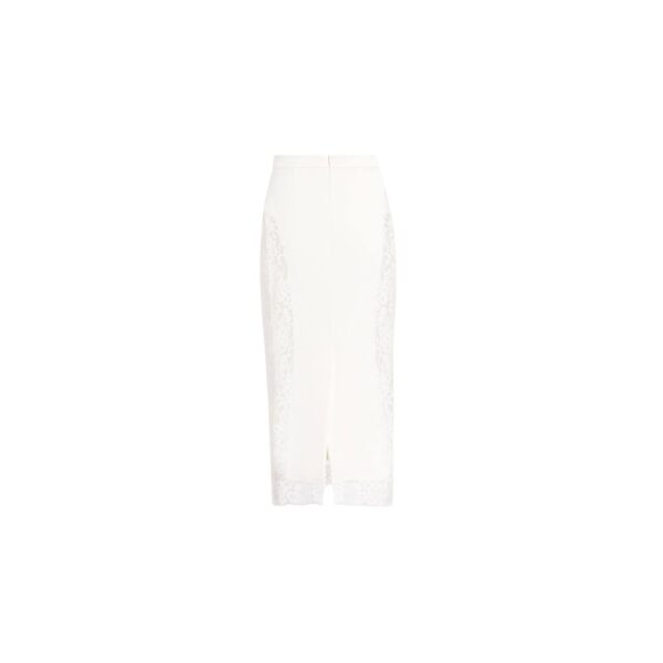 Elie Saab Cady and Lace Skirt in White featuring  – Luxury Designer Fashion at Coveti.
