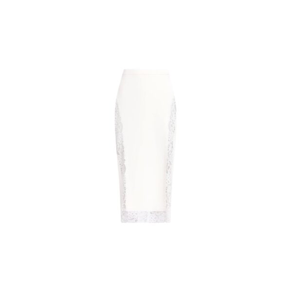 Elie Saab Cady and Lace Skirt in White featuring  – Luxury Designer Fashion at Coveti.