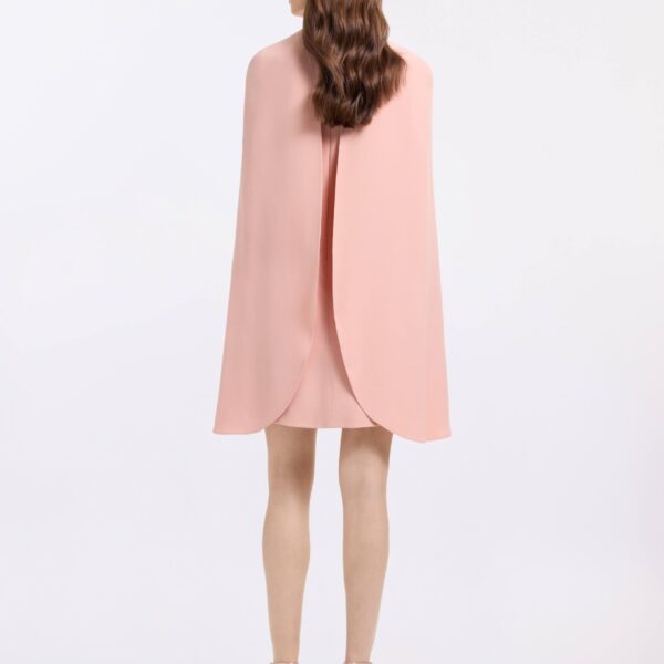 Elie Saab Cape Cady Short Dress in Pink featuring  – Luxury Designer Fashion at Coveti.