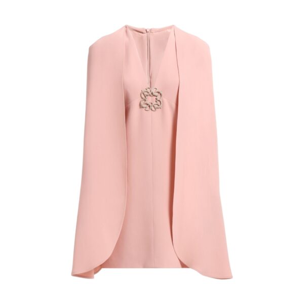 Elie Saab Cape Cady Short Dress in Pink featuring  – Luxury Designer Fashion at Coveti.