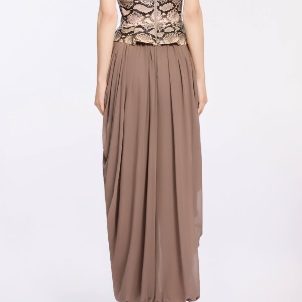 Elie Saab Cascading Silk Pants in Beige featuring  – Luxury Designer Fashion at Coveti.