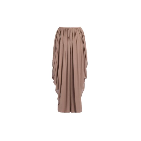 Elie Saab Cascading Silk Pants in Beige featuring  – Luxury Designer Fashion at Coveti.