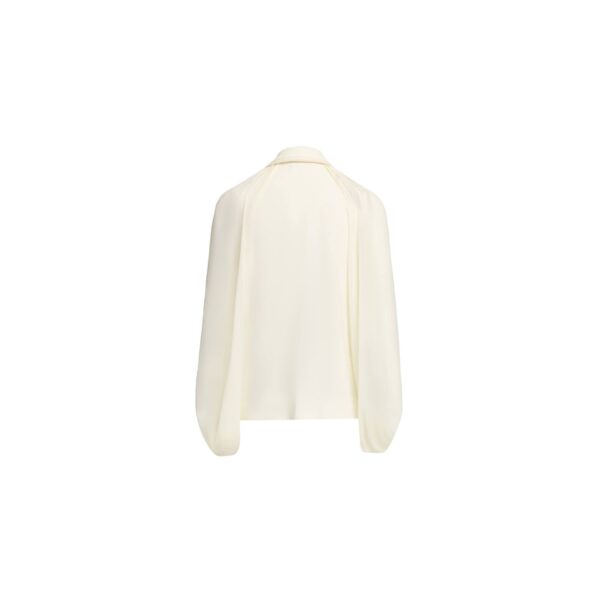 Elie Saab Cord Embellished Crepe and Silk Shirt in White featuring  – Luxury Designer Fashion at Coveti.