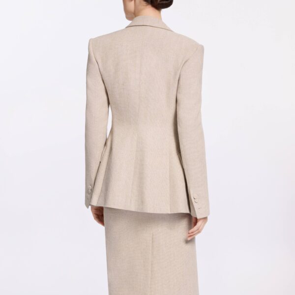Elie Saab Cotton Canvas Blazer in Neutrals featuring  – Luxury Designer Fashion at Coveti.