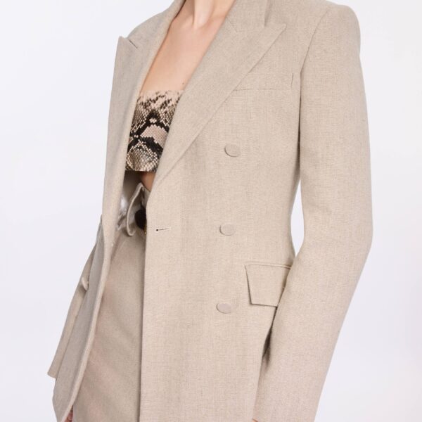 Elie Saab Cotton Canvas Blazer in Neutrals featuring  – Luxury Designer Fashion at Coveti.