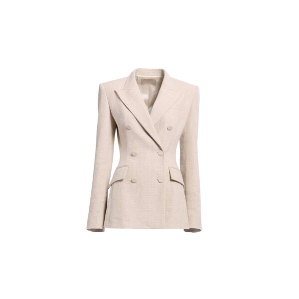 Elie Saab Cotton Canvas Blazer in Neutrals featuring  – Luxury Designer Fashion at Coveti.