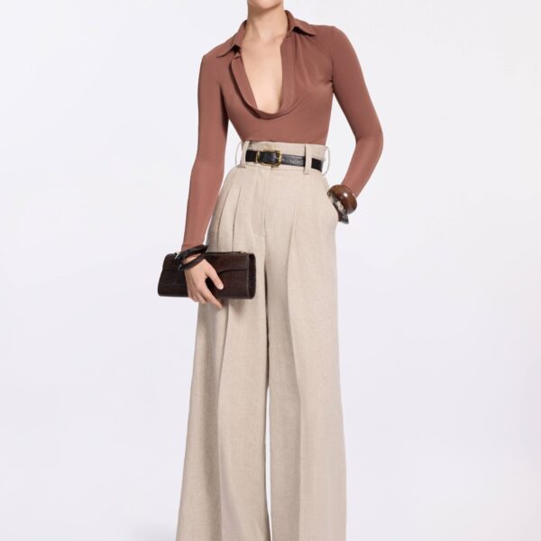 Elie Saab Cotton Canvas Pants in Neutrals featuring  – Luxury Designer Fashion at Coveti.