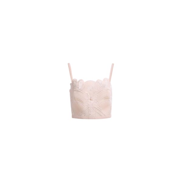 Elie Saab Cotton Embroidered Bralette in Ivory featuring  – Luxury Designer Fashion at Coveti.