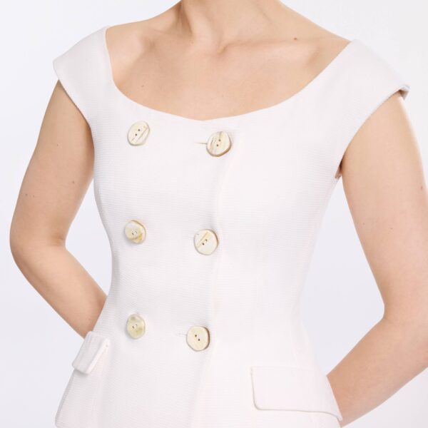Elie Saab Cotton Piquet Jacket in White featuring  – Luxury Designer Fashion at Coveti.