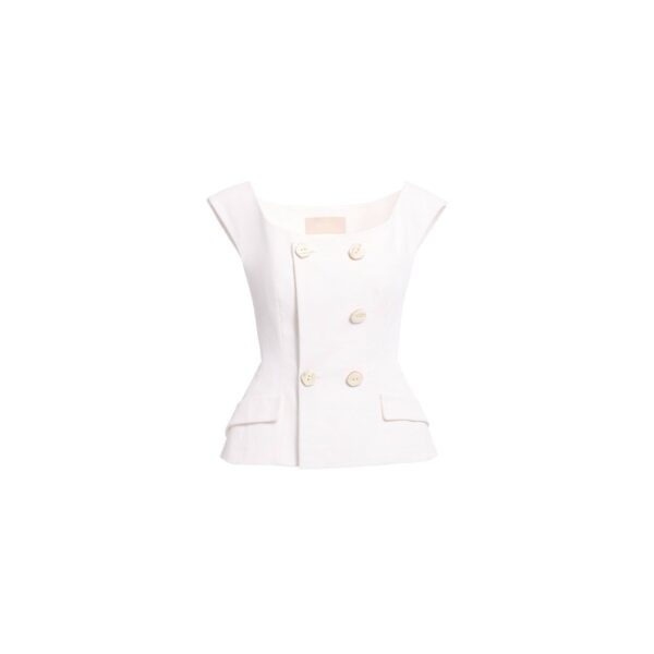 Elie Saab Cotton Piquet Jacket in White featuring  – Luxury Designer Fashion at Coveti.