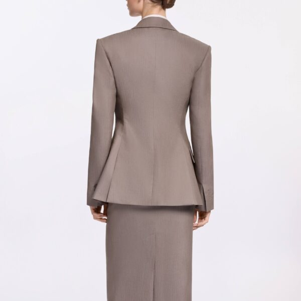 Elie Saab Cotton Twill Blazer in Beige featuring  – Luxury Designer Fashion at Coveti.