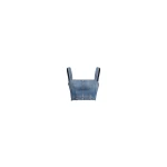 Elie Saab Denim Crop Top in Blue featuring  – Luxury Designer Fashion at Coveti.
