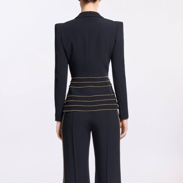 Elie Saab Embellished Cady Blazer in Black featuring  – Luxury Designer Fashion at Coveti.