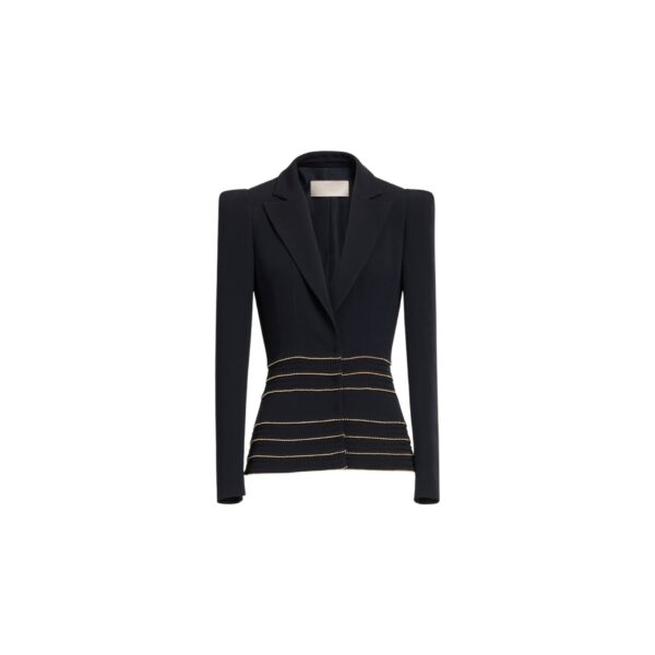 Elie Saab Embellished Cady Blazer in Black featuring  – Luxury Designer Fashion at Coveti.