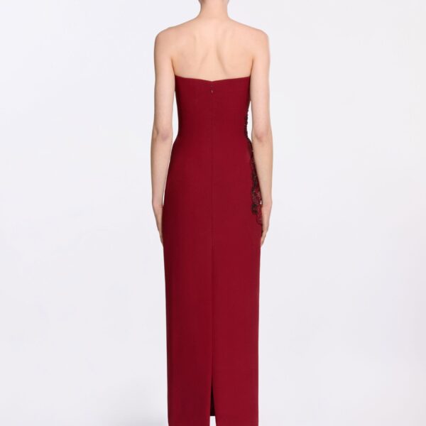 Elie Saab Embellished Cady Midi Dress in Red featuring  – Luxury Designer Fashion at Coveti.