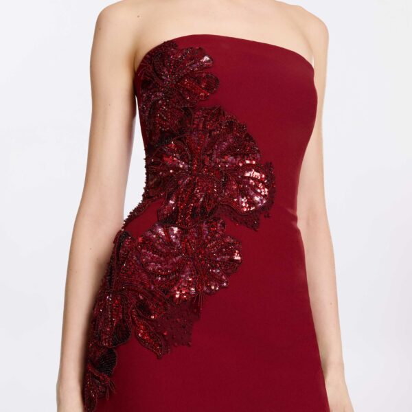 Elie Saab Embellished Cady Midi Dress in Red featuring  – Luxury Designer Fashion at Coveti.