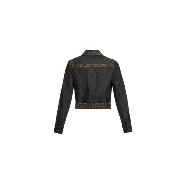 Elie Saab Embellished Denim Jacket in Blue featuring  – Luxury Designer Fashion at Coveti.