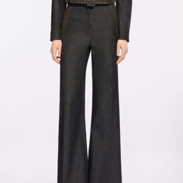 Elie Saab Embellished Denim Pants in Blue featuring  – Luxury Designer Fashion at Coveti.