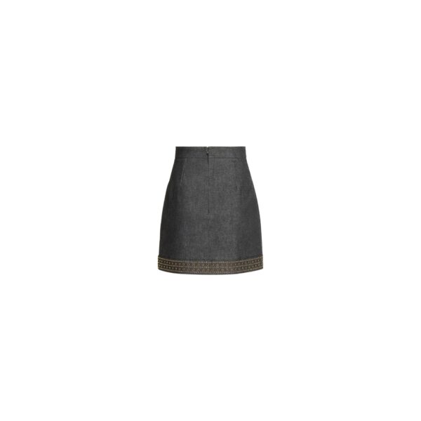 Elie Saab Embellished Denim Short Skirt in Blue featuring  – Luxury Designer Fashion at Coveti.