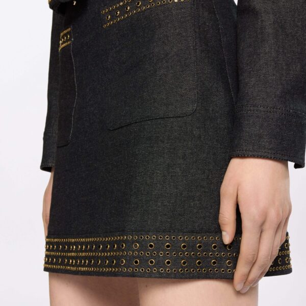 Elie Saab Embellished Denim Short Skirt in Blue featuring  – Luxury Designer Fashion at Coveti.