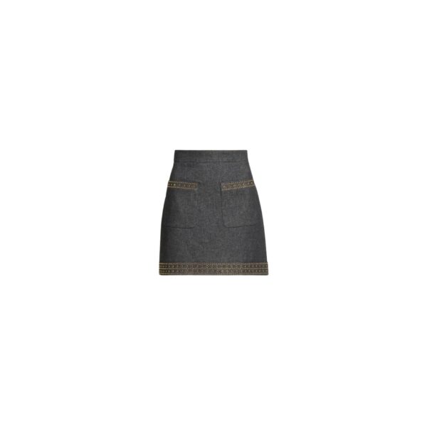 Elie Saab Embellished Denim Short Skirt in Blue featuring  – Luxury Designer Fashion at Coveti.