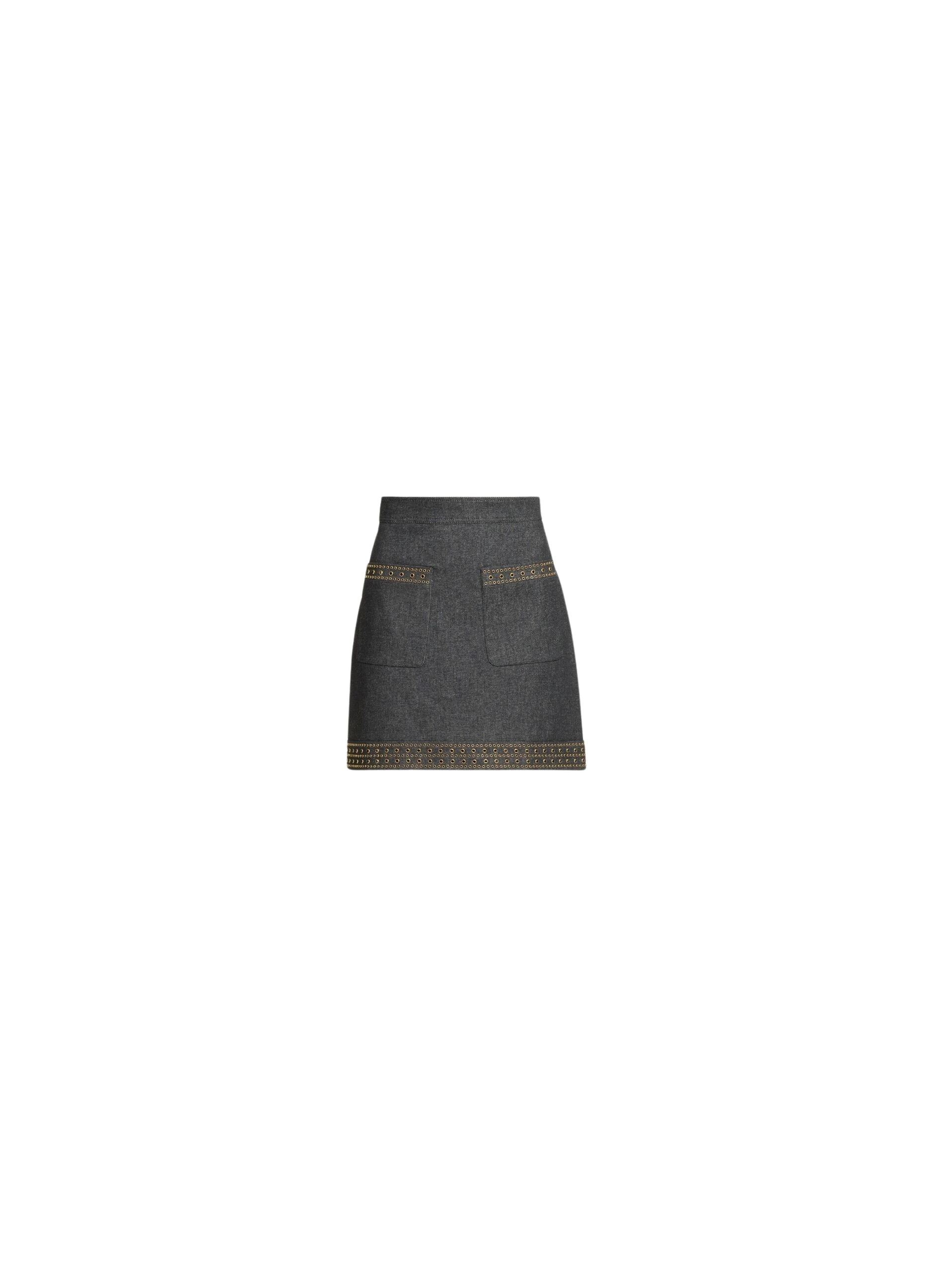 Elie Saab Embellished Denim Short Skirt in Blue featuring  – Luxury Designer Fashion at Coveti.