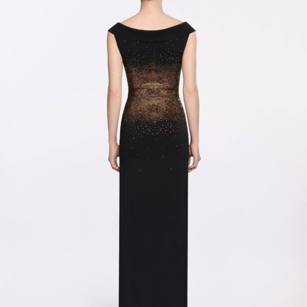 Elie Saab Embellished Knit Long Dress in Black featuring  – Luxury Designer Fashion at Coveti.