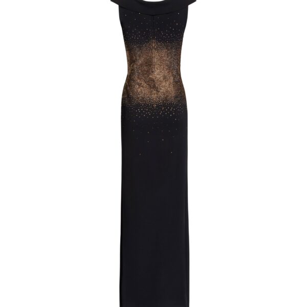 Elie Saab Embellished Knit Long Dress in Black featuring  – Luxury Designer Fashion at Coveti.